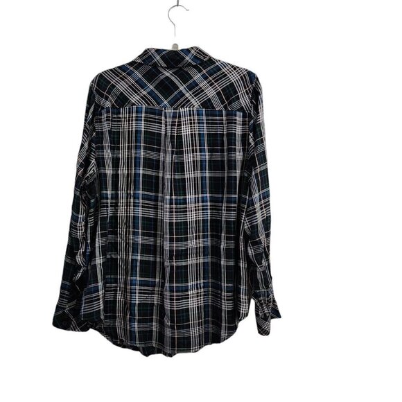 Torrid Top 1X Black Plaid‎ Lizzie Rayon Twill Button-Up Long Sleeve Shirt NWT - Picture 10 of 13